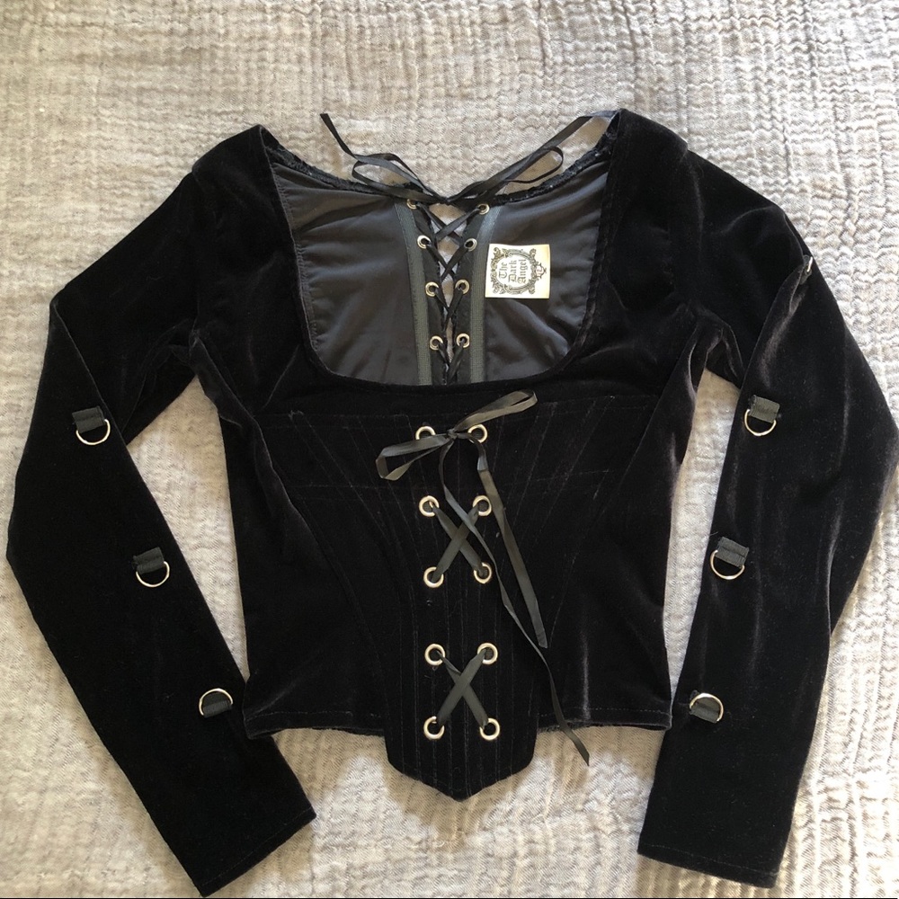 The Dark Angel Velvet + Lace Corset Top